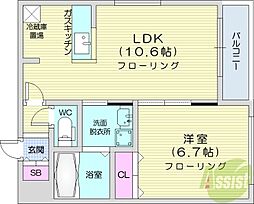 E-ハイム札幌 1LDKの間取図画像