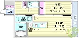 イリオス中島公園 1LDKの間取図画像