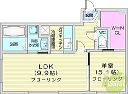 コートヴィラ札幌 1LDKの間取図画像