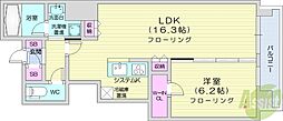 マストライフ南4条 1LDKの間取図画像
