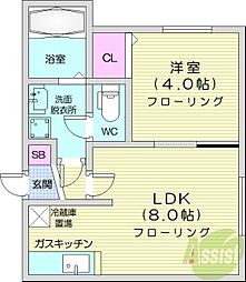 ヴィラ・フローラ 1LDKの間取図画像