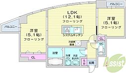 partire創成イースト 2LDKの間取図画像