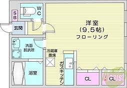 ココ・モップ2 1Kの間取図画像