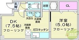 サンクレスト静 1DKの間取図画像