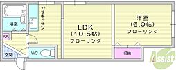 麻生BLESS 1LDKの間取図画像