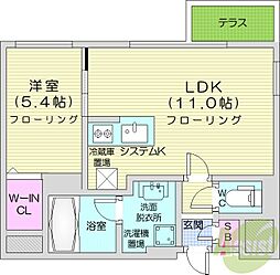 シェル山鼻 1LDKの間取図画像