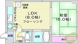 ホワイトパーク山の手 1LDKの間取図画像