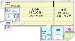 ノーブル円山 1LDKの間取図画像