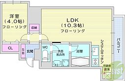 プライムアーバン大通東 1LDKの間取図画像