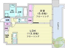 マストライフ南4条 1LDKの間取図画像