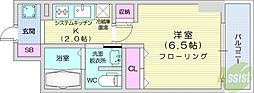シティーコート北1条 1Kの間取図画像