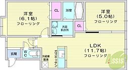カルテット2 2LDKの間取図画像