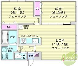 ラフェスタコンフォルト 2LDKの間取図画像