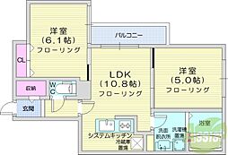 サクラガーデン北35 2LDKの間取図画像