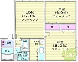ヴェールアレA 2LDKの間取図画像