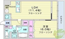 カマール6-6 1LDKの間取図画像