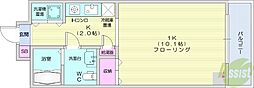 TEADA北4条 1Kの間取図画像