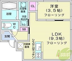 preciousMIYANOSAWA 1LDKの間取図画像
