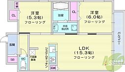 Partire桑園 2LDKの間取図画像