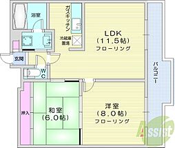 日宝ノール北円山 2LDKの間取図画像