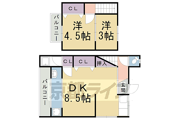 京都府京都市南区久世中久世町2丁目(賃貸テラスハウス2LDK・--・45.00㎡)の写真 その2