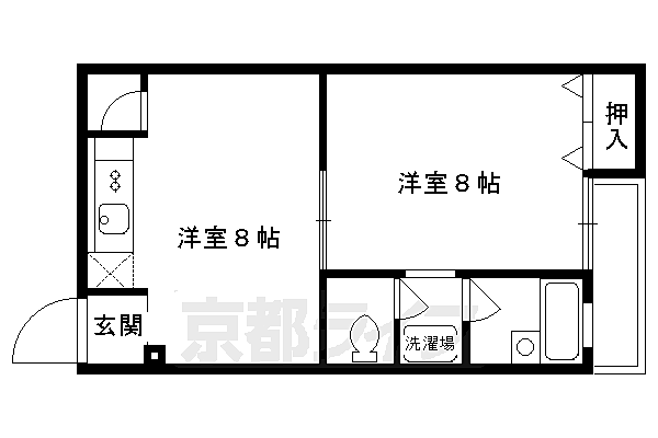 サンハウス紫野 302｜京都府京都市北区紫野南花ノ坊町(賃貸マンション1LDK・3階・33.00㎡)の写真 その2