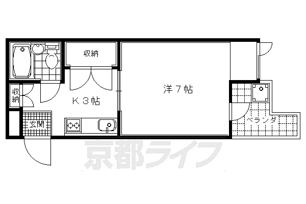 ハイツおおくら 1-D｜京都府京都市北区紫野上野町(賃貸マンション1K・2階・20.52㎡)の写真 その2