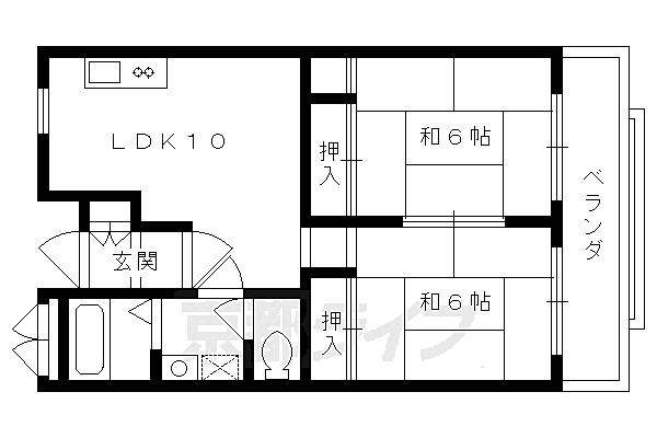 カサグランデ雅 201｜京都府京都市左京区岩倉花園町(賃貸マンション2LDK・2階・50.26㎡)の写真 その2