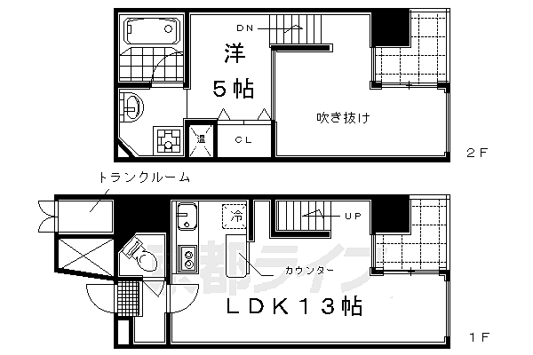 マンハッタン・ファンタジー 1203｜京都府京都市上京区十四軒町(賃貸マンション1LDK・2階・43.00㎡)の写真 その2