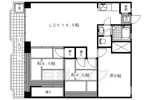 ＣＬＡＳＫＡ西陣 515｜京都府京都市北区紫野南舟岡町(賃貸マンション3LDK・5階・61.70㎡)の写真 その2