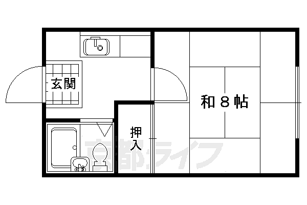 シャトータナカ 205｜京都府京都市北区紫竹西高縄町(賃貸アパート1K・2階・23.10㎡)の写真 その2