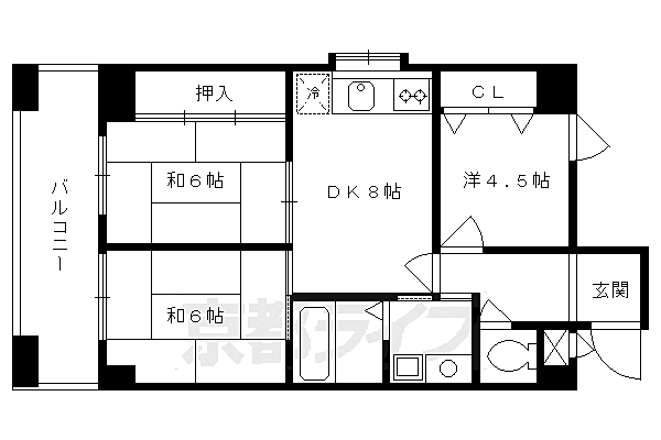 スカイハイツ和新 203｜京都府京都市右京区梅津北浦町(賃貸マンション3LDK・2階・56.70㎡)の写真 その2