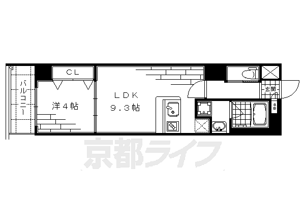 アスヴェル京都東堀川 405｜京都府京都市上京区二町目(賃貸マンション1LDK・4階・34.32㎡)の写真 その2