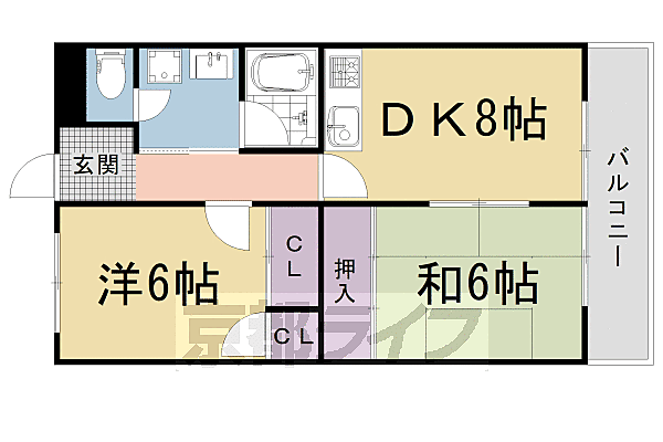 ルシエール川豊 201｜京都府京都市右京区西京極三反田町(賃貸マンション2LDK・2階・50.00㎡)の写真 その2