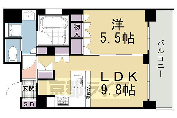 リーガル京都御所西III 504｜京都府京都市上京区仲之町(賃貸マンション1LDK・5階・40.75㎡)の写真 その2