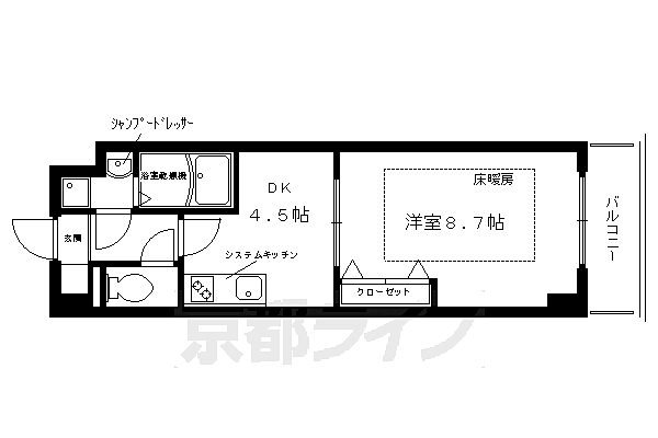 織　花　舘 306｜京都府京都市右京区西京極東池田町(賃貸マンション1DK・3階・30.40㎡)の写真 その2