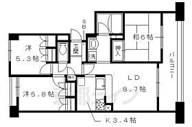 パインフィールド洛西 208 ｜ 京都府京都市右京区西院四条畑町（賃貸マンション3LDK・2階・65.40㎡） その2