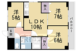 パインフィールド二条城 4階3LDKの間取り