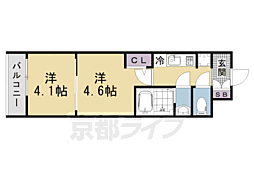 京都市上京区革堂前之町マンション 2Kの間取図画像