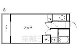 京都市営烏丸線 北大路駅 徒歩18分の賃貸アパート 2階1Kの間取り