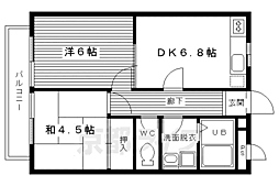 リッツハウス瀬戸川 2DKの間取図画像