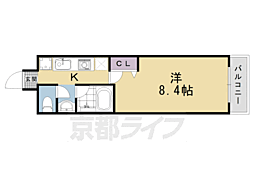 グロリアス八条 4階1Kの間取り