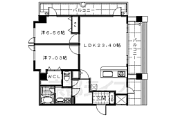 メディナ烏丸御池 12階2LDKの間取り