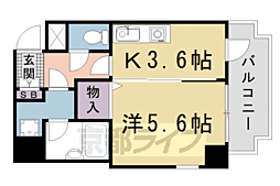 阪急京都本線 大宮駅 徒歩10分の賃貸マンション 9階1Kの間取り