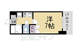 京都市営烏丸線 五条駅 徒歩5分の賃貸マンション 6階1Kの間取り
