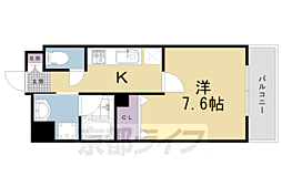 アスヴェル京都外大前 4階1Kの間取り