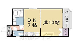 京都市営烏丸線 五条駅 徒歩7分の賃貸マンション 2階1DKの間取り