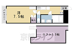 プラスワン衣笠 1Kの間取図画像