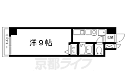 本間御池ハイツ 1Kの間取図画像