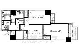 RESIDIA京都駅前 2DKの間取図画像